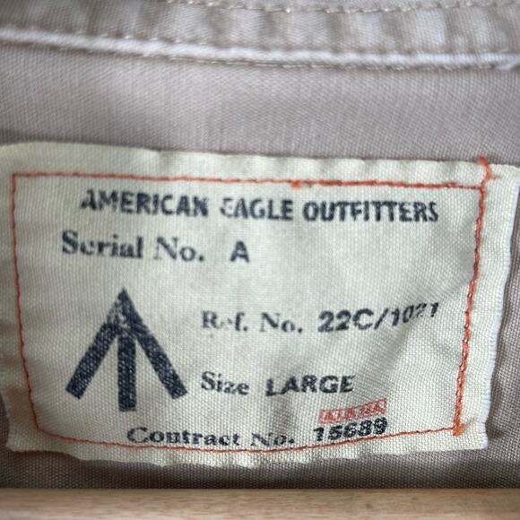 American Eagle Outfitters Long Sleeve Shirt Men Large Brown 24 Volt Work Utility - Picture 4 of 11
